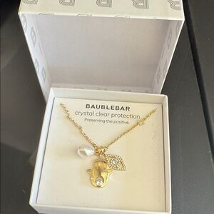 BaubleBar Gold Necklace with Pearl and Crystal Accents